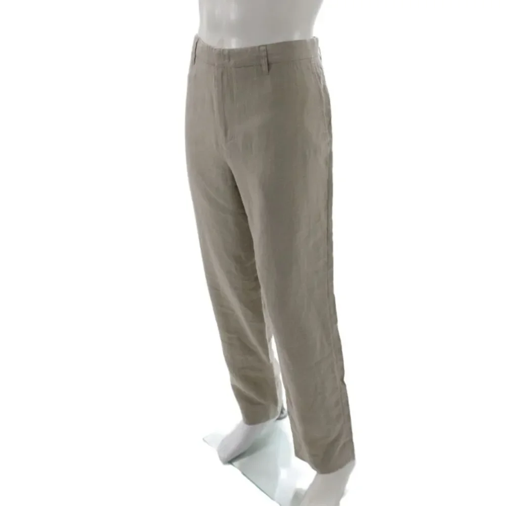Vince Mens Dress Pants Beige 100% Hemp Button Size 38
